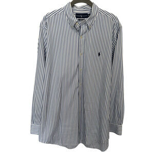 Vintage Ralph Lauren Men's 16 32/33 Classic Fit Striped Poplin Shirt Blue Stripe